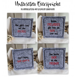 ADVENTSKALENDER 5. Dezember - Stickserie ITH - 26 Untersetzer Bier Sprüche